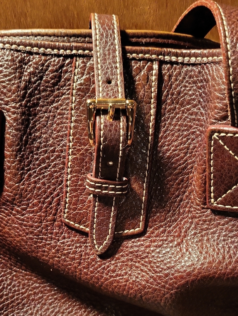 Vintage Dooney & Bourke Brown Pebble Leather Tote Ex-large - Picture 8 of 16